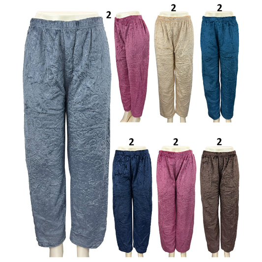 WOMEN'S FLEECE LEAF PAJAMA PANTS 2177 (12PC)