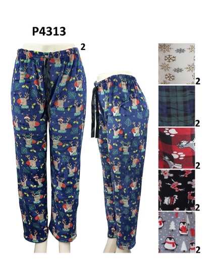 WOMEN'S FLEECE PAJAMA PANTS P4313 (12PC)