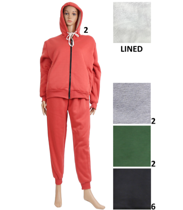 WOMEN'S WINTER LINING SWEATSUIT SETS P4015 (12PC)