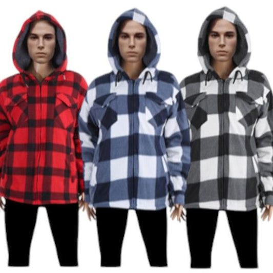 MEN'S PLAID HOODIE WINTER OUTERWEAR P4024 (12PC)