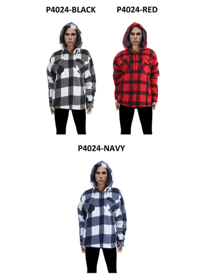 MEN'S PLAID HOODIE WINTER OUTERWEAR P4024 (12PC)