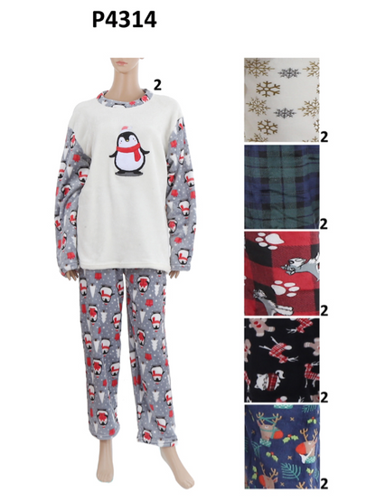 WOMEN'S FLEECE PAJAMA SET P4314 (12PC)