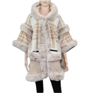 WINTER SHAWL WITH FAUX FUR TRIM CAPE P4334 (12PC)