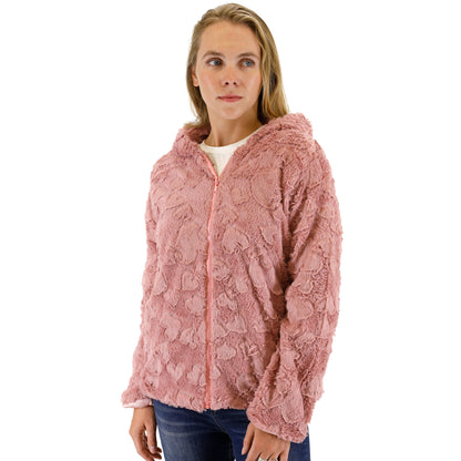 HEART FAUX FUR HOODIE ZIP JACKET 2834