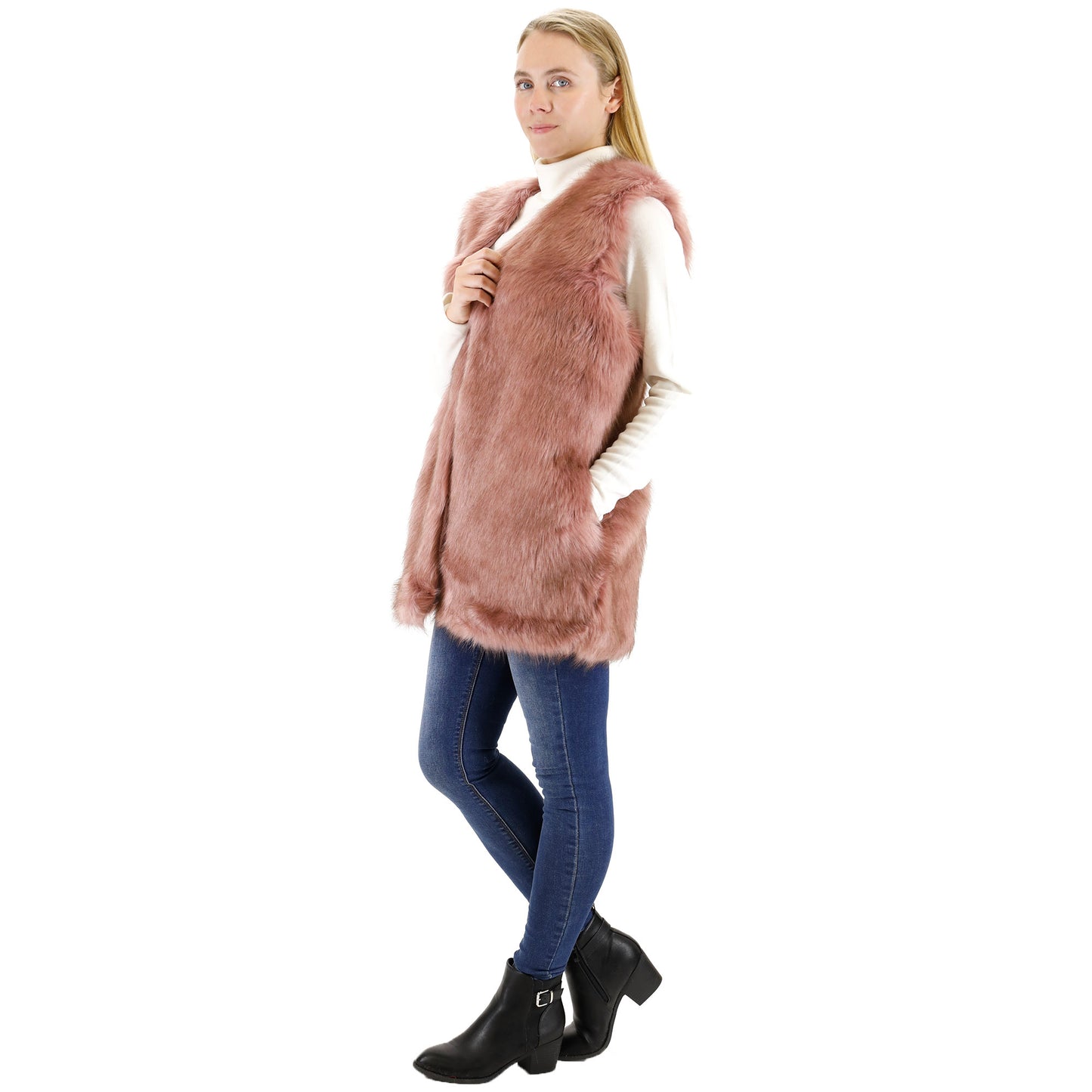 FAUX FUR VEST P3736(4PC)