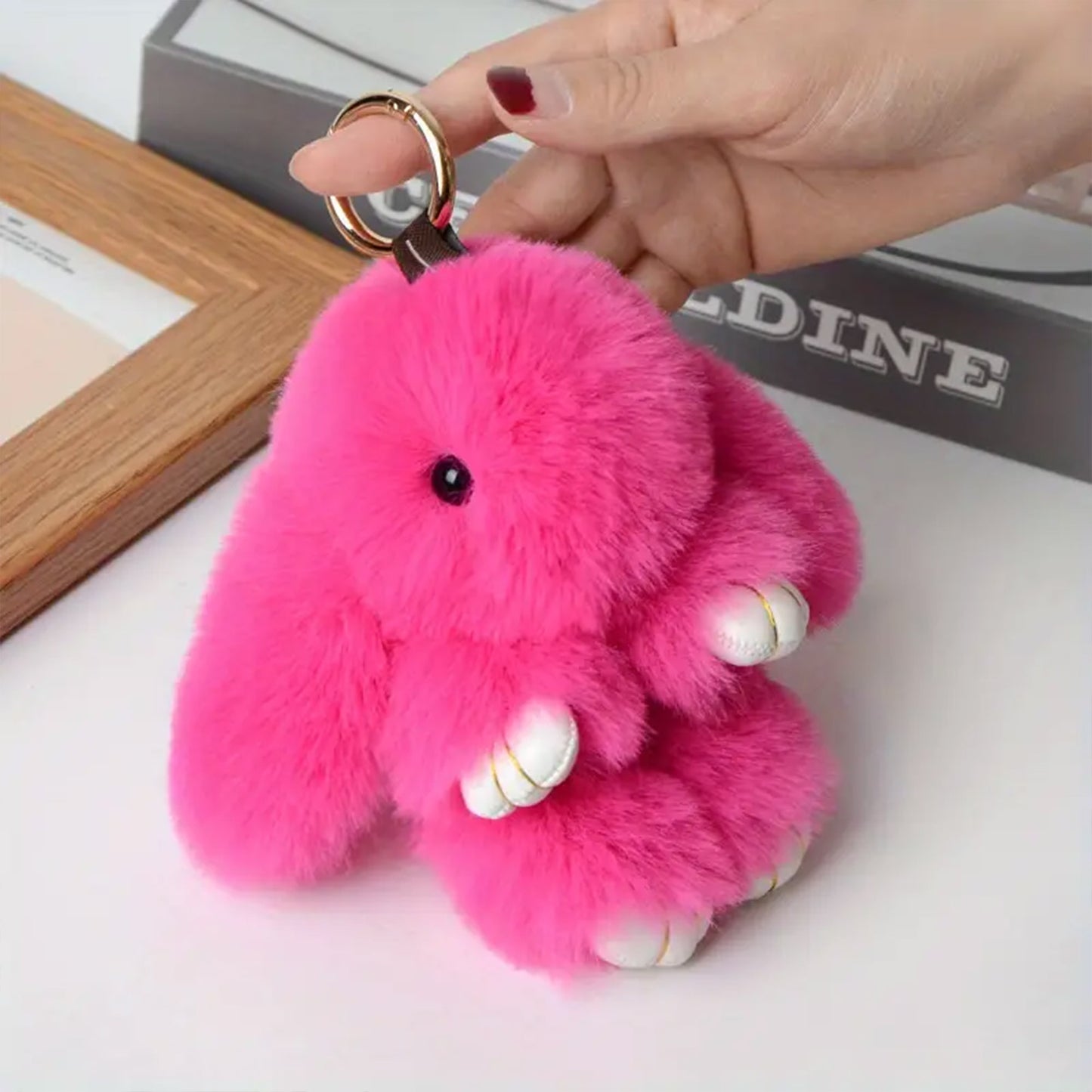 SMALL RABBIT POM POM KEY CHAIN KC0225-5 (12PC)