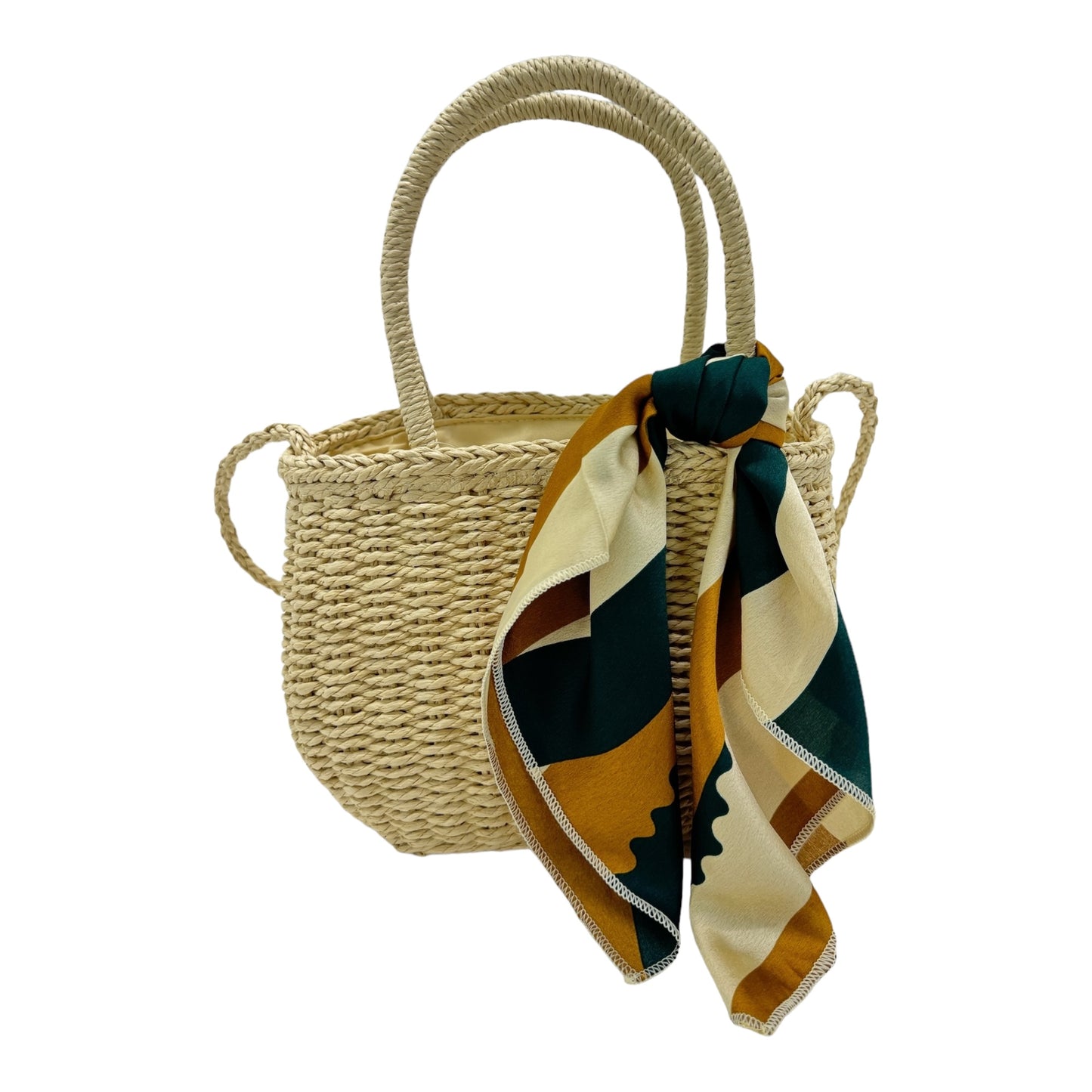 RATTAN BEACH TOTE SHOULDER BAG WITH SCARF 4225-4 (6PC)