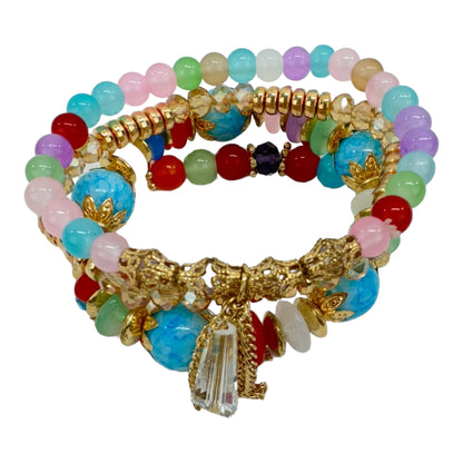 NATURAL STONE CRYSTAL CHARM BRACELET SET 4228-15 (12PC)