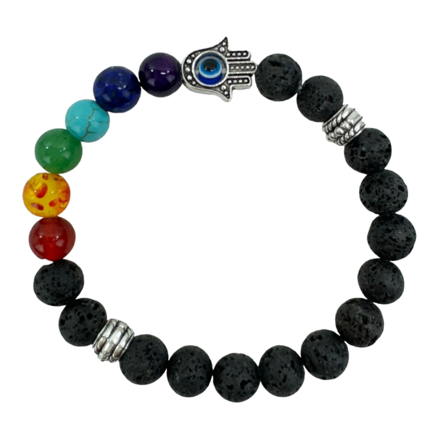 LAVA STONE 7 CHAKRA HEALING BRACELET 4220-2 (12PC)