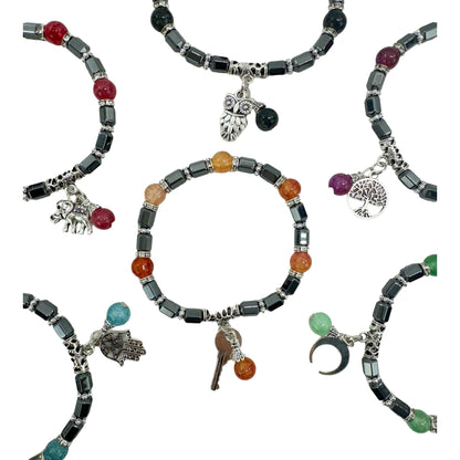 NATURAL STONE CHARM BRACELET 4225-1 (12PC)