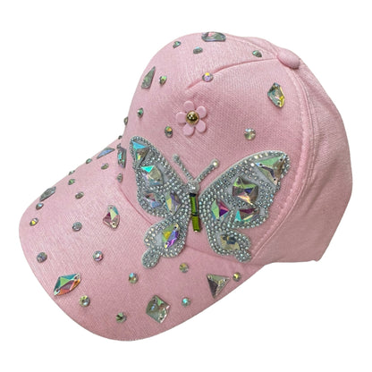 BUTTERFLY RHINESTONE CAP 31124-4 (12PC)