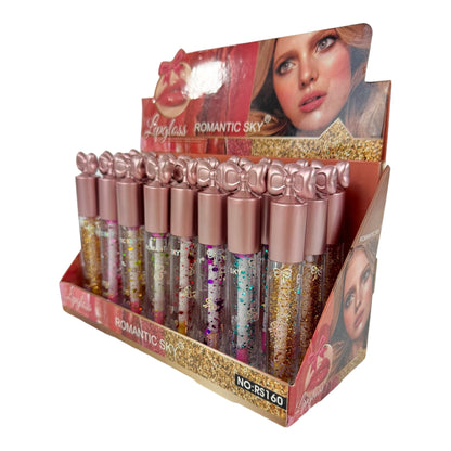 ROMANTIC GLITTER LIP GLOSS LC4604-11 (24PC)