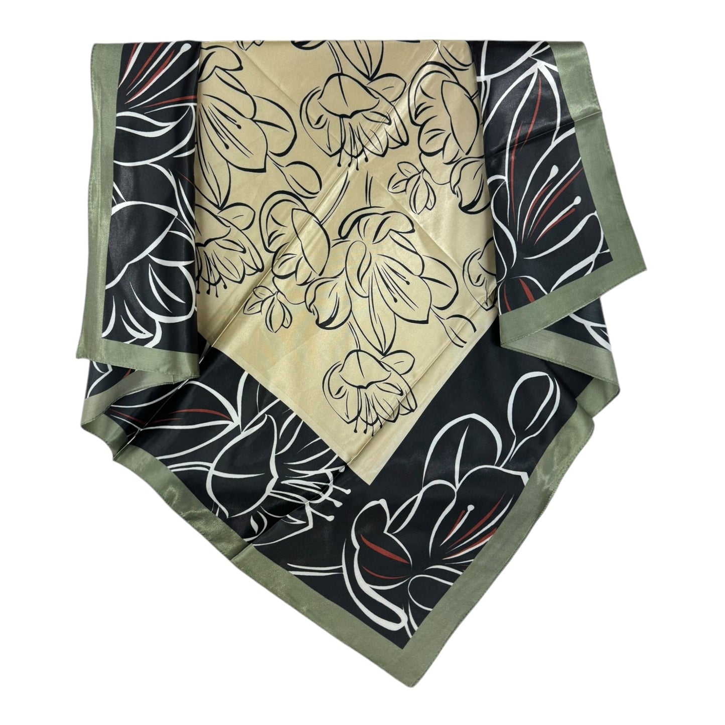 SATIN SCAFRVES FLOWER PATTERN IN SQUARE ST4612-5 (12PC)