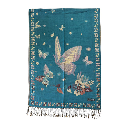 METALLIC PASHMINA BUTTERFLY PATTERN SCF4815-12 (12PC)