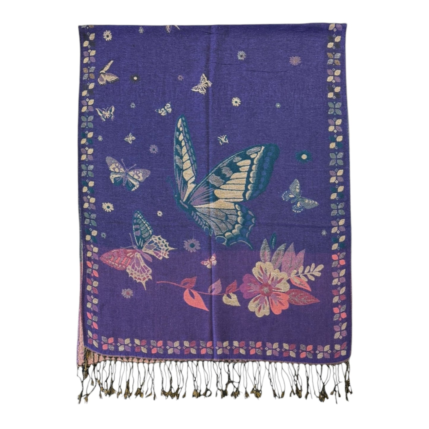 METALLIC PASHMINA BUTTERFLY PATTERN SCF4815-12 (12PC)