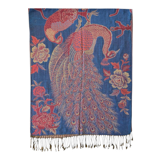 METALLIC PASHMINA PEACOCK SCF4815-14