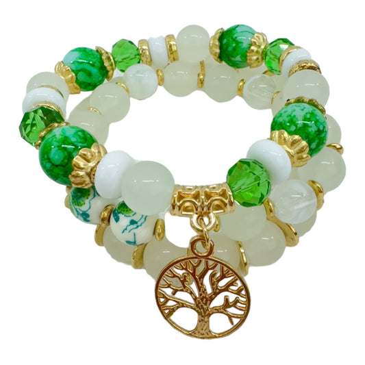 NATURAL STONE THE TREE OF LIFE CHARM BRACELET SET 4228-11 (12PC)