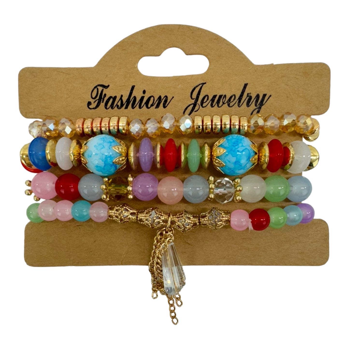 NATURAL STONE CRYSTAL CHARM BRACELET SET 4228-15 (12PC)