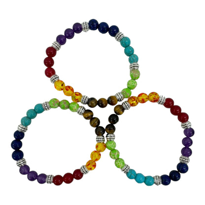 NATURAL STONE 7 CHAKRA HEALING BRACELET 6424 (12PC)