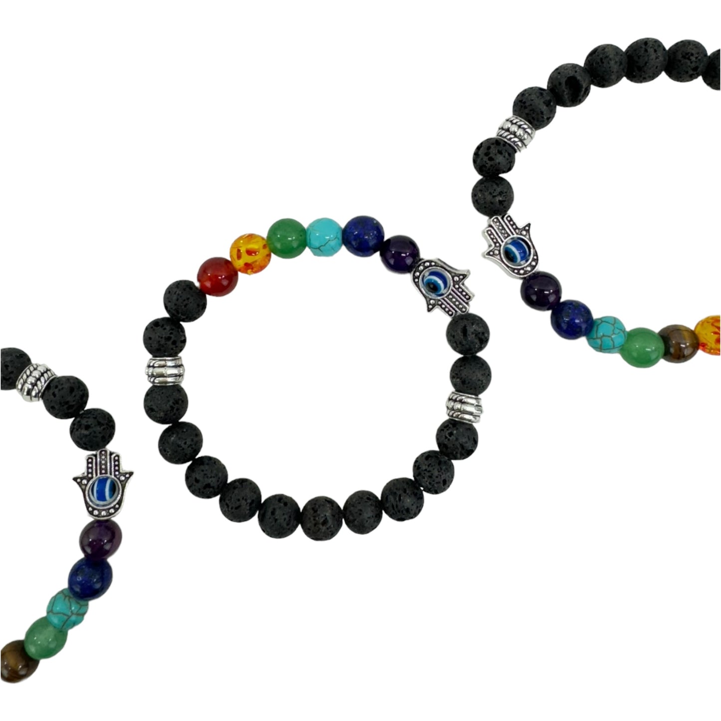 LAVA STONE 7 CHAKRA HEALING BRACELET 4220-2 (12PC)