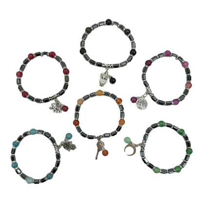 NATURAL STONE CHARM BRACELET 4225-1 (12PC)