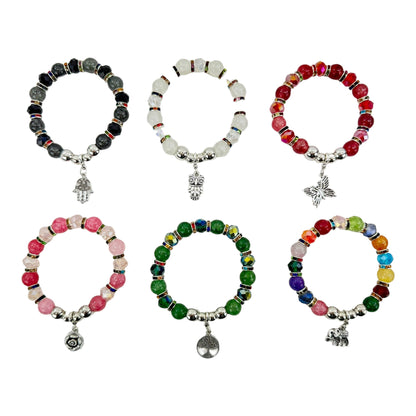 NATURAL STONE CHARM BRACELET 4225-3 (12PC)