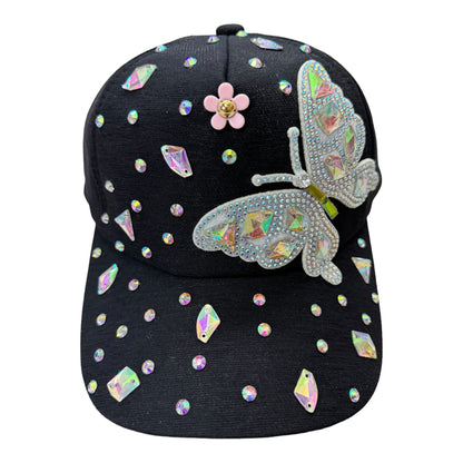 BUTTERFLY RHINESTONE CAP 31124-4 (12PC)