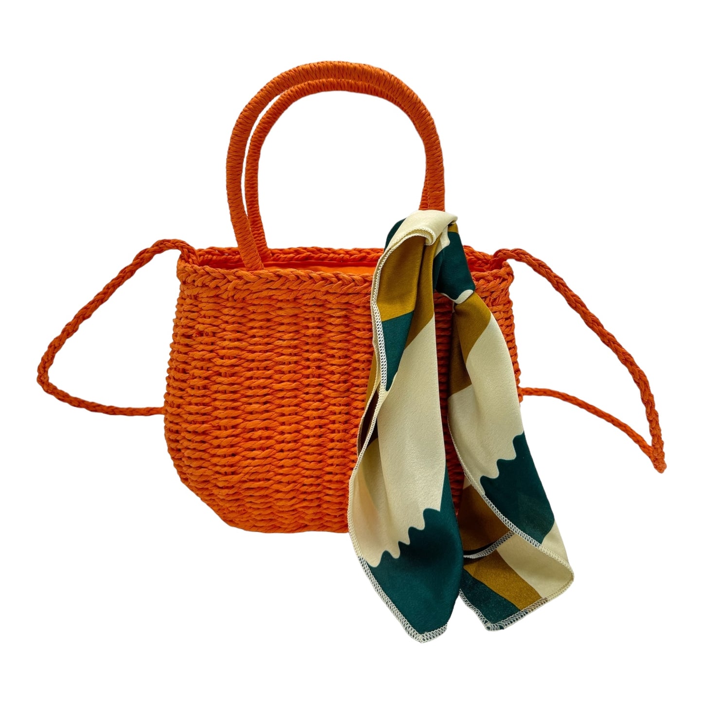 RATTAN BEACH TOTE SHOULDER BAG WITH SCARF 4225-4 (6PC)