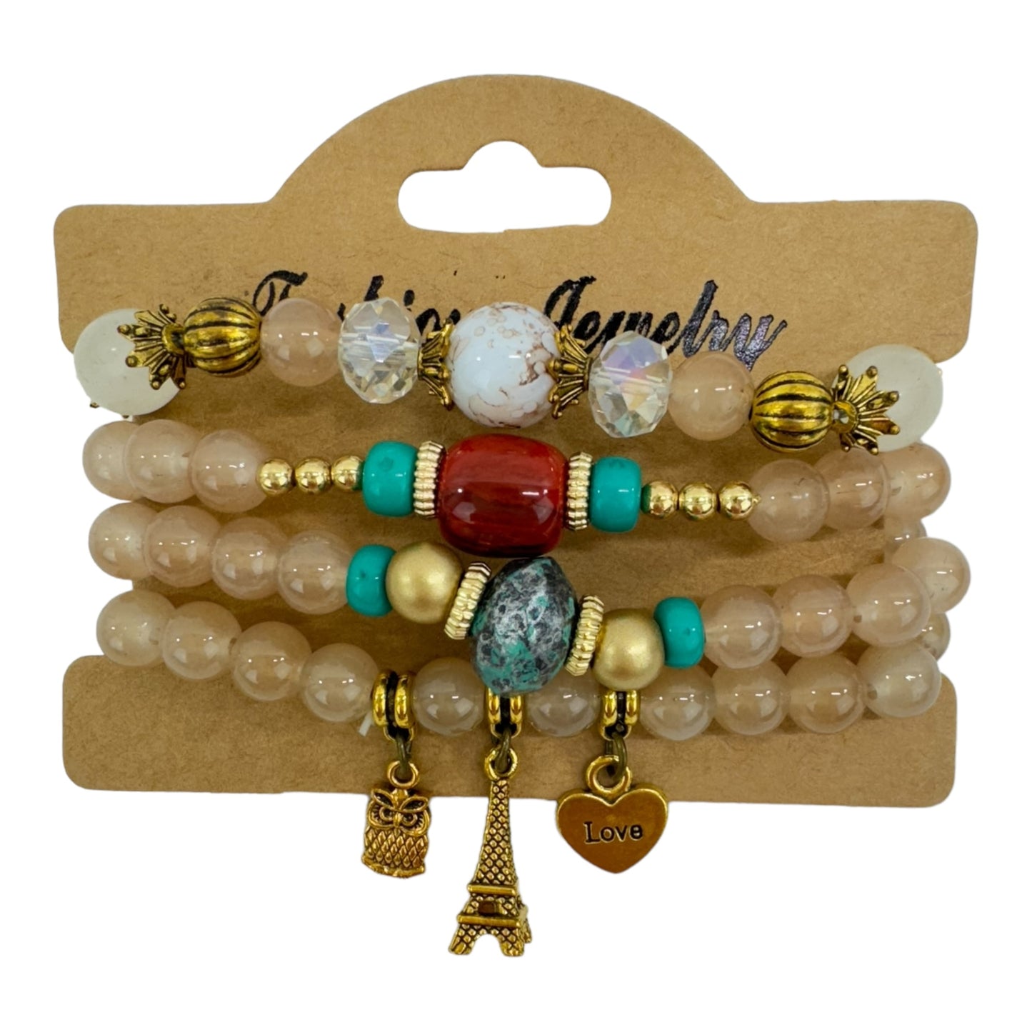 NATURAL STONE MULTI CHARM BRACELET SET 4228-9 (12PC)