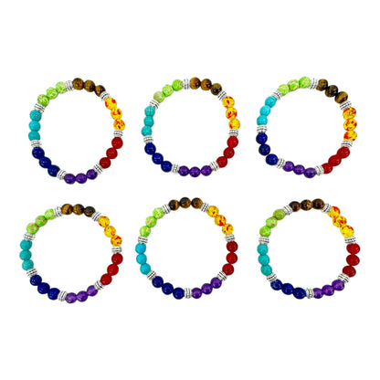 NATURAL STONE 7 CHAKRA HEALING BRACELET 6424 (12PC)