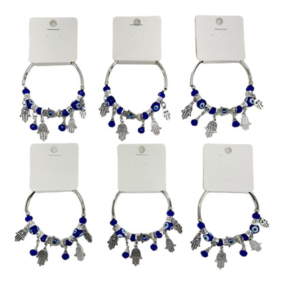 EVIL EYE CHARM STRETCH BANGLE BRACELET 4218-3 (12PC)