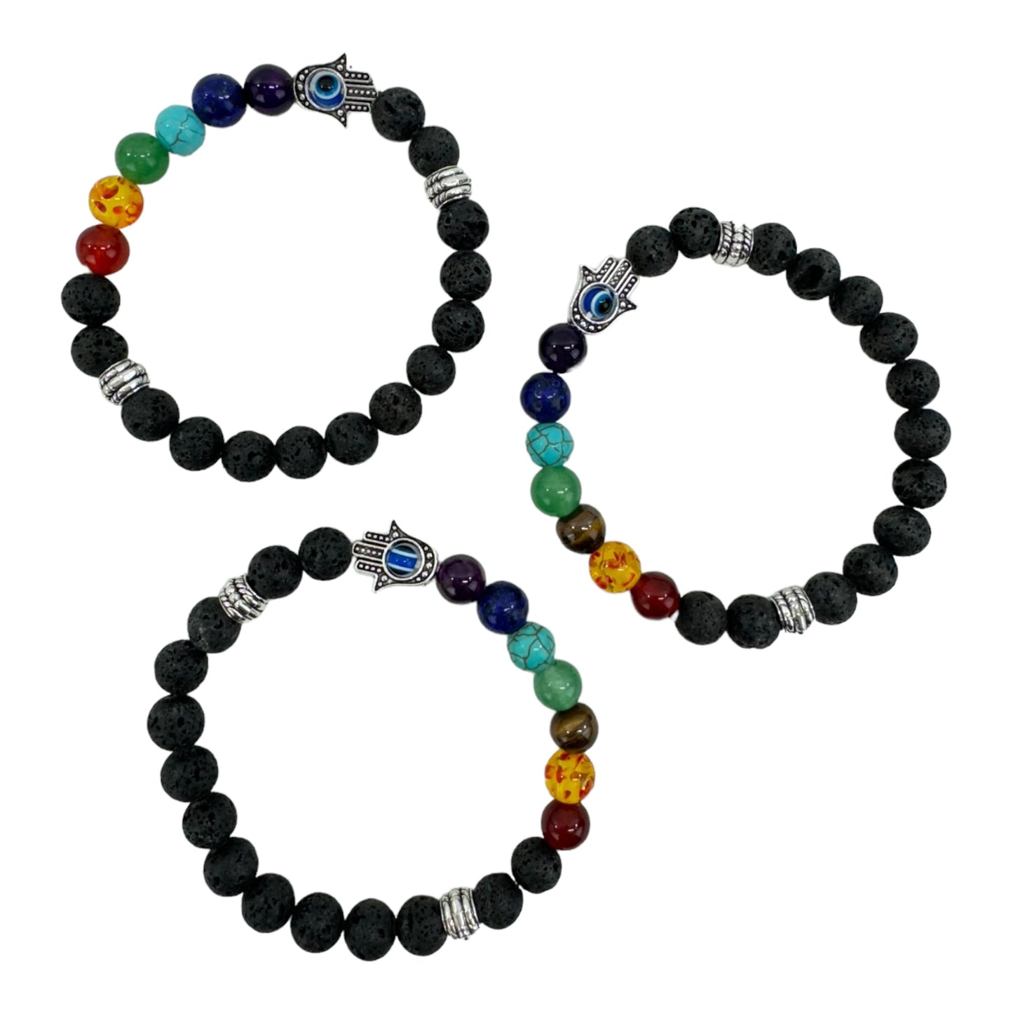 LAVA STONE 7 CHAKRA HEALING BRACELET 4220-2 (12PC)