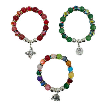 NATURAL STONE CHARM BRACELET 4225-3 (12PC)