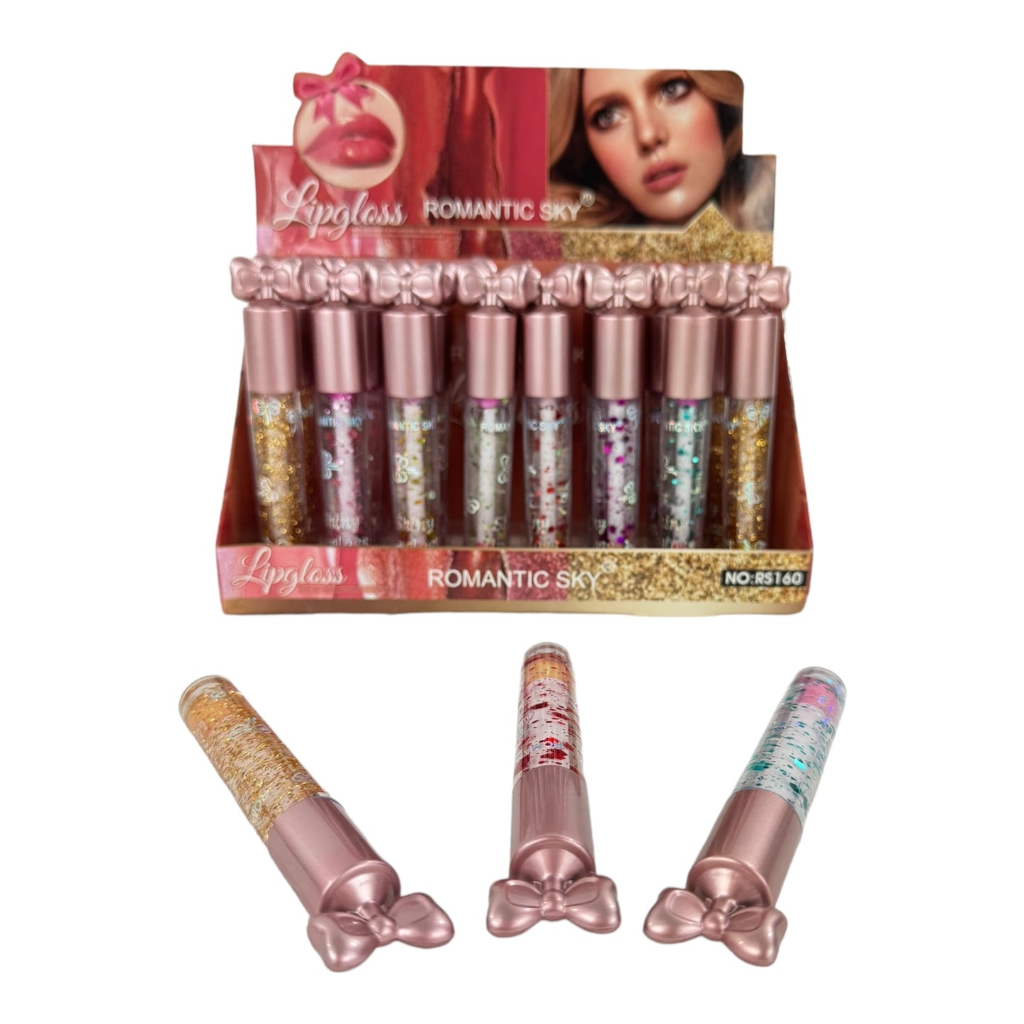 ROMANTIC GLITTER LIP GLOSS LC4604-11 (24PC)