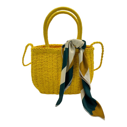 RATTAN BEACH TOTE SHOULDER BAG WITH SCARF 4225-4 (6PC)