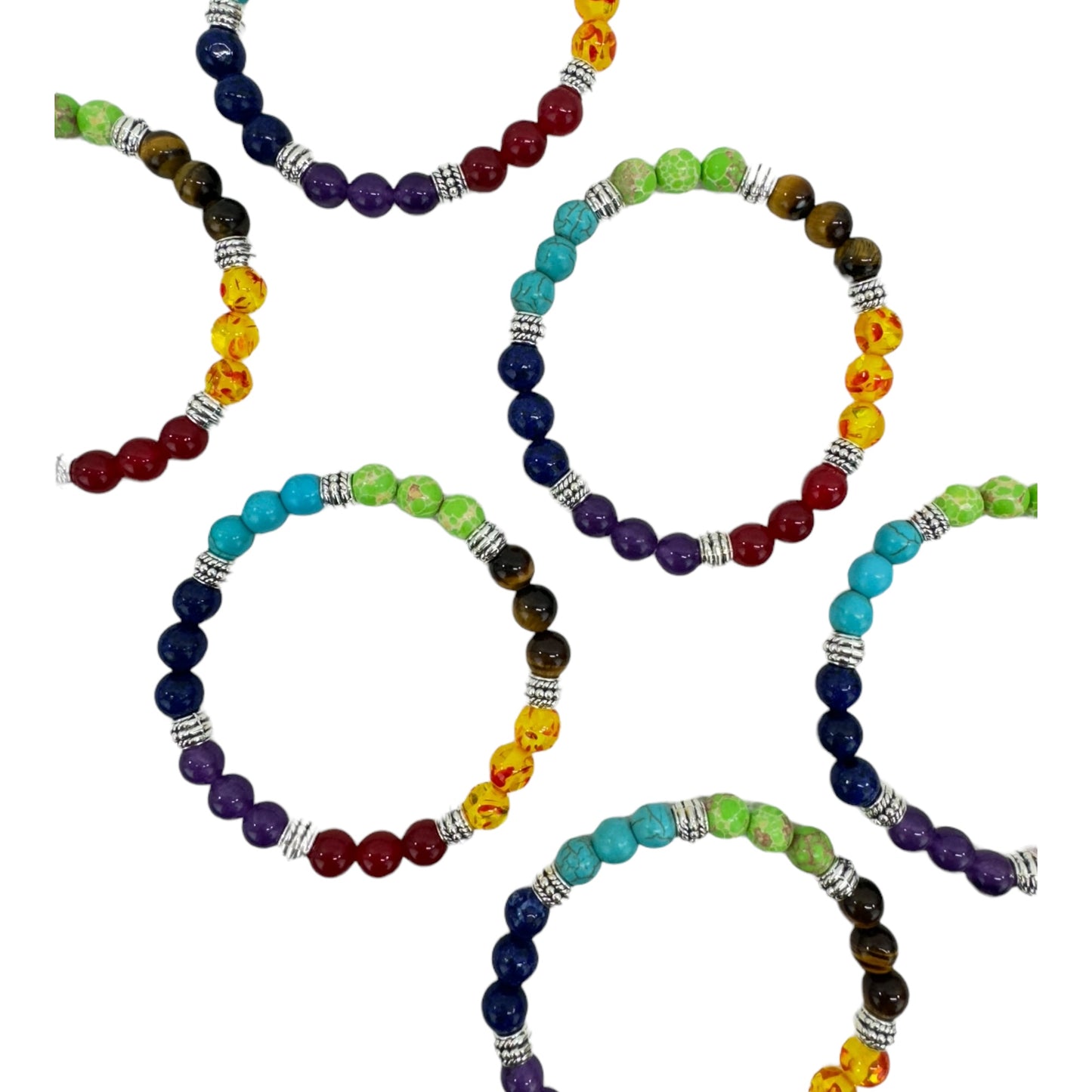 NATURAL STONE 7 CHAKRA HEALING BRACELET 6424 (12PC)