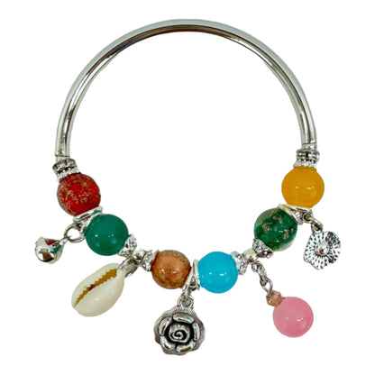 SHELL CHARM STRETCH BANGLE BRACELET 4218-5 (12PC)