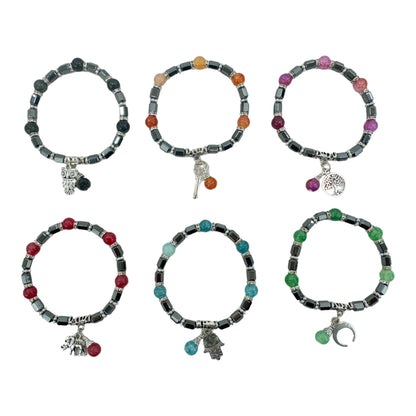 NATURAL STONE CHARM BRACELET 4225-1 (12PC)