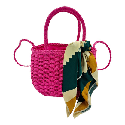 RATTAN BEACH TOTE SHOULDER BAG WITH SCARF 4225-4 (6PC)