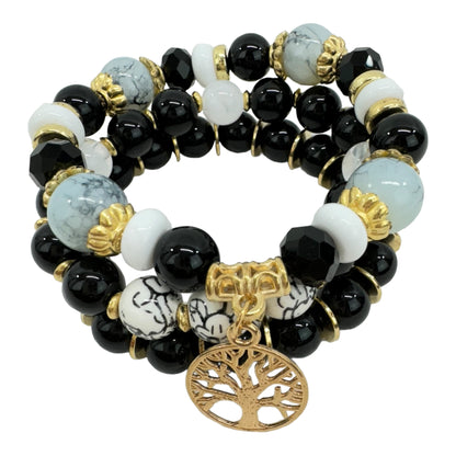 NATURAL STONE THE TREE OF LIFE CHARM BRACELET SET 4228-11 (12PC)