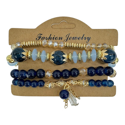 NATURAL STONE CRYSTAL CHARM BRACELET SET 4228-15 (12PC)