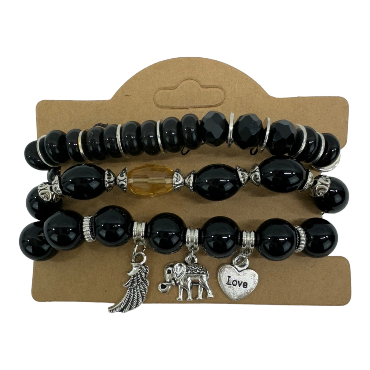 NATURAL STONE ELEPHANT CHARM BRACELET SET 4228-17 (12PC)