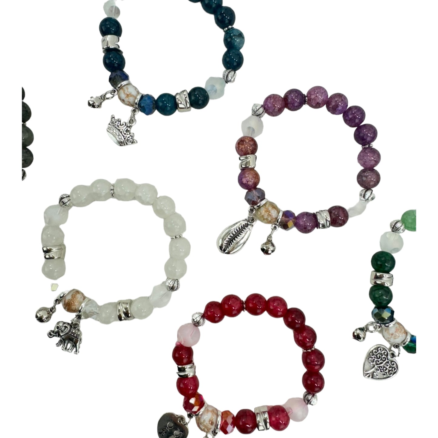 NATURAL STONE CHARM BRACELET BR4225-4 (12PC)