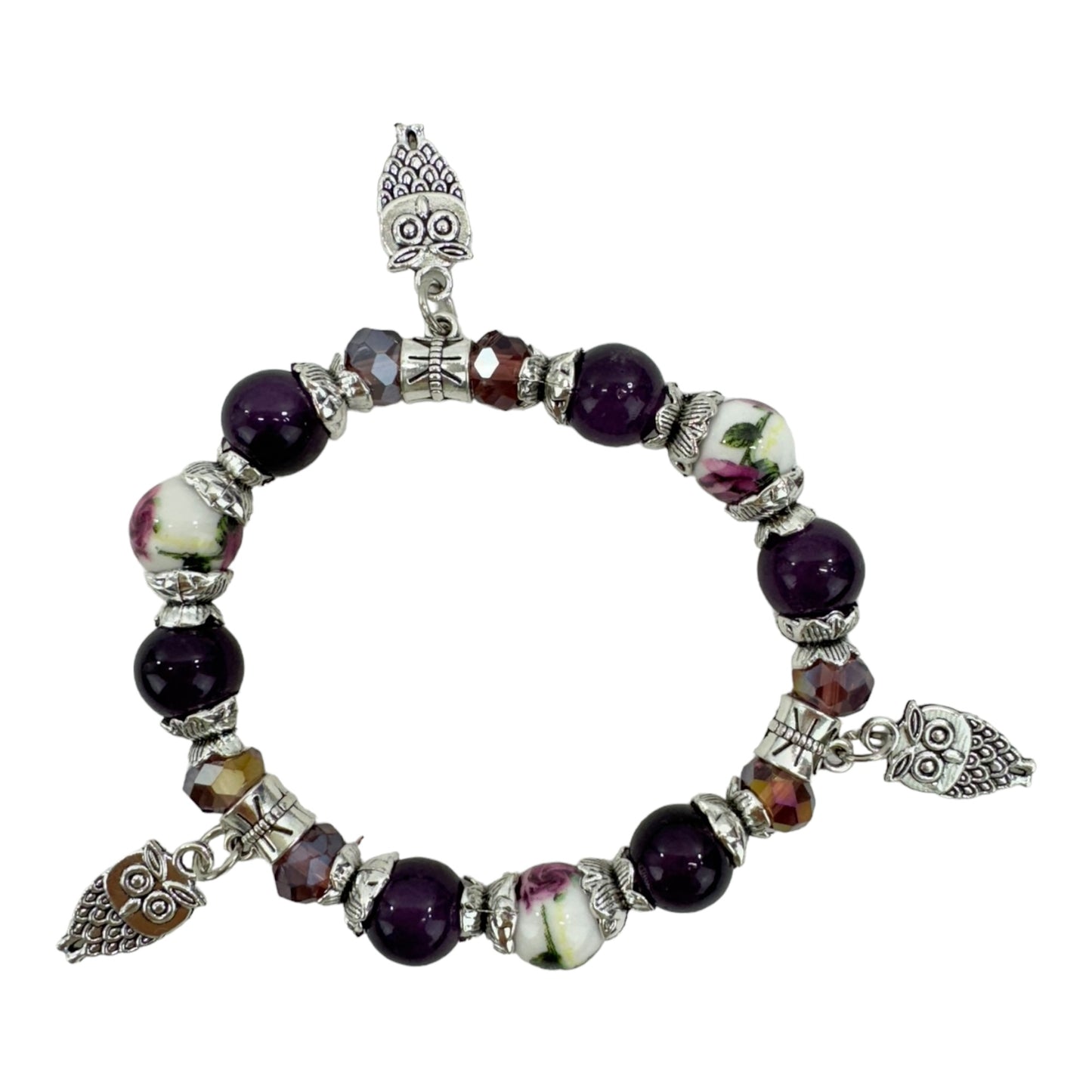 NATURAL STONE MULTI CHARM BRACELET 4226-8 (12PC)