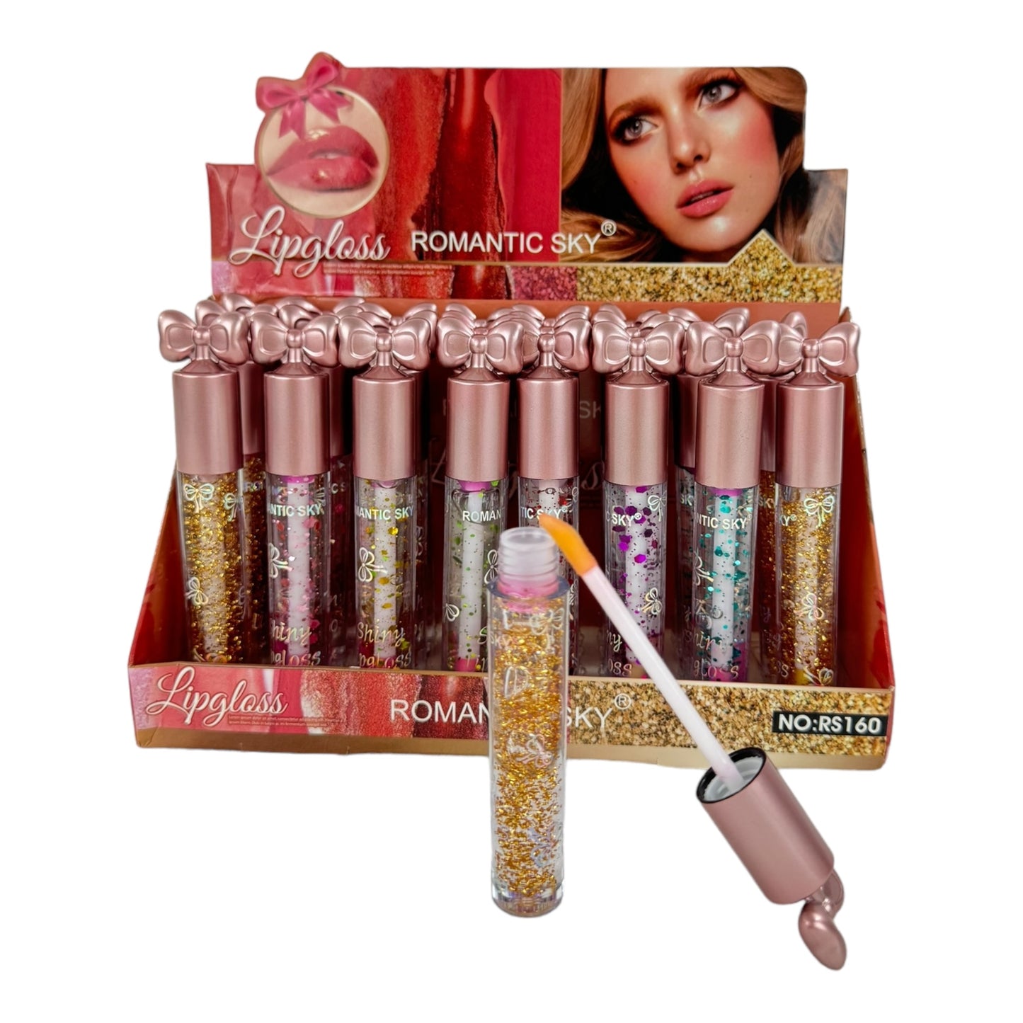 ROMANTIC GLITTER LIP GLOSS LC4604-11 (24PC)