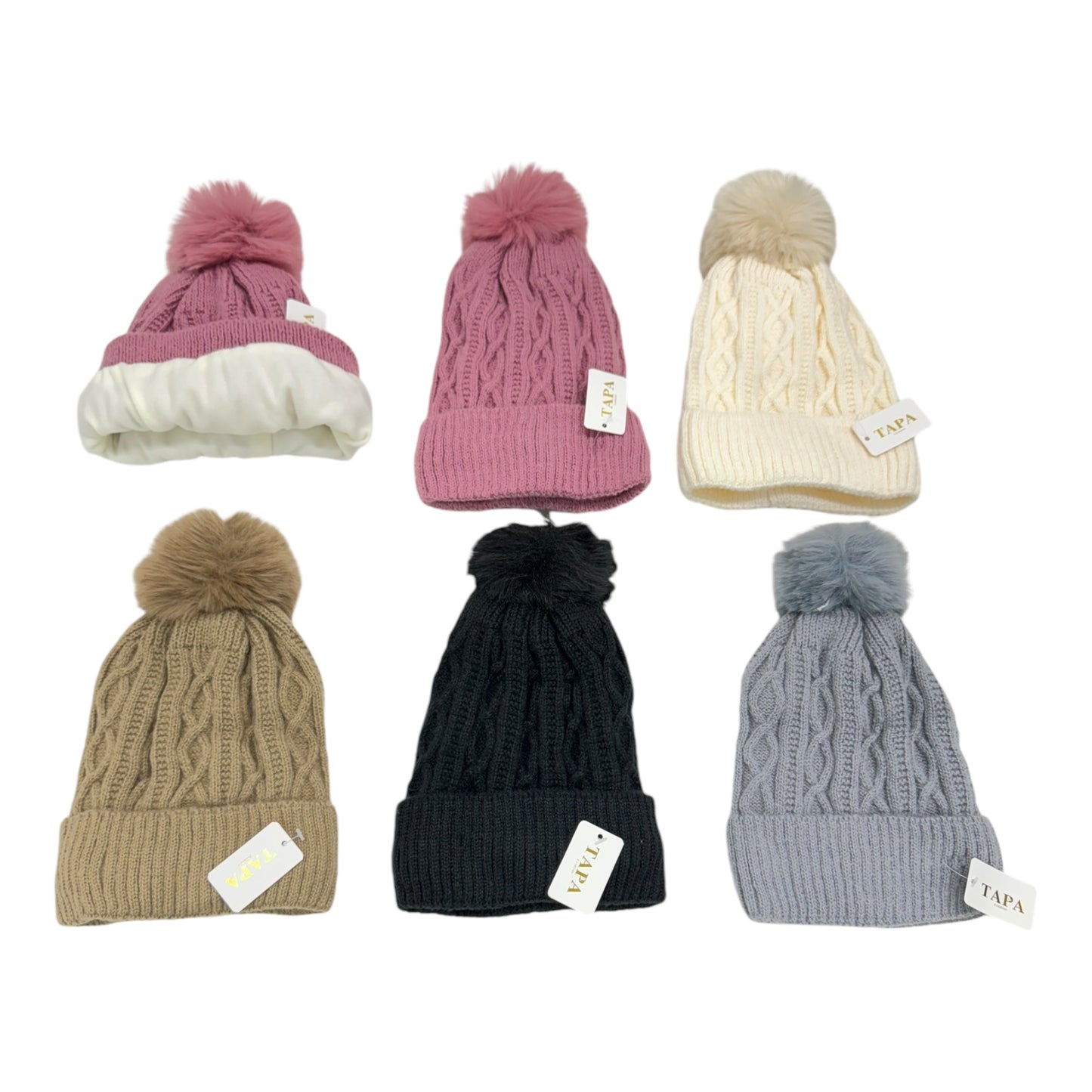 POM POM KNITTED BEANIE SS4717-23 (12PC)