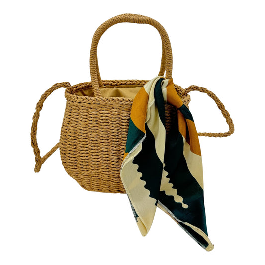 RATTAN BEACH TOTE SHOULDER BAG WITH SCARF 4225-4 (6PC)