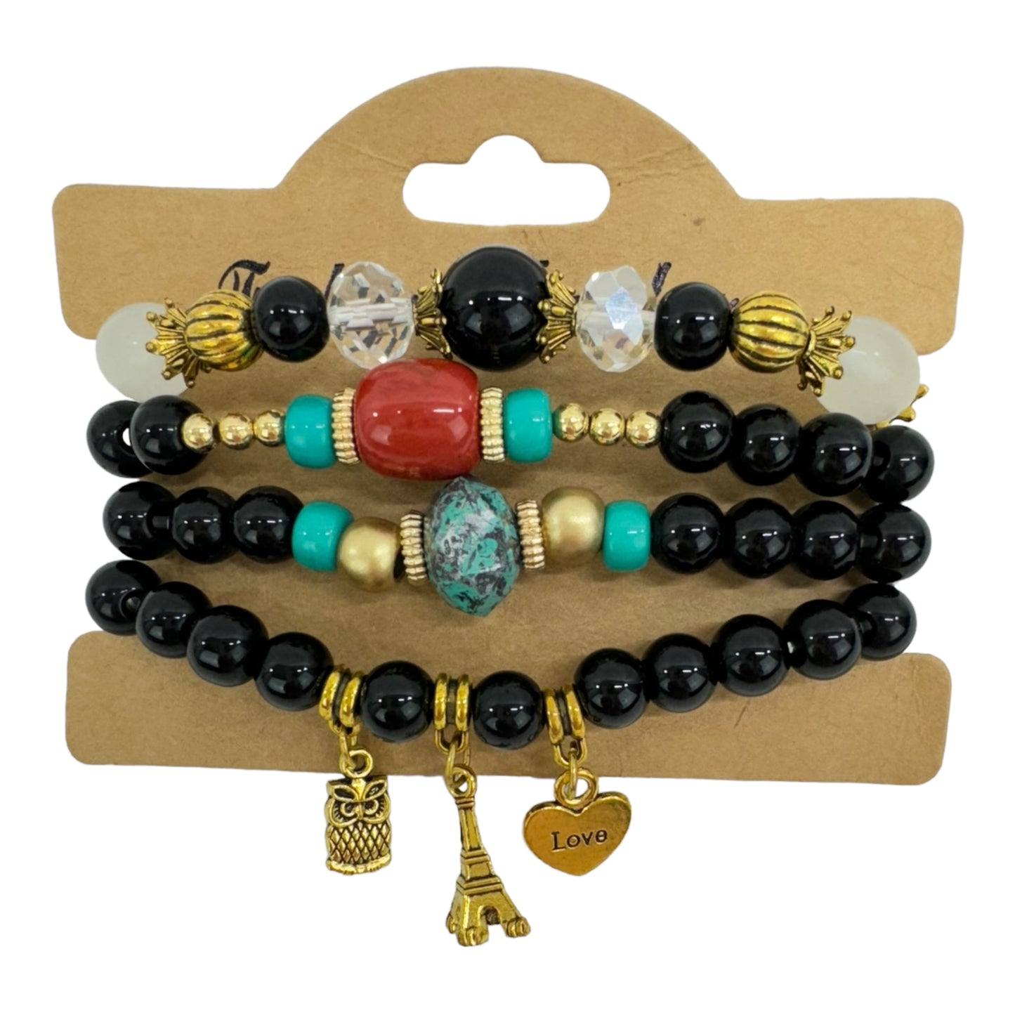 NATURAL STONE MULTI CHARM BRACELET SET 4228-9 (12PC)