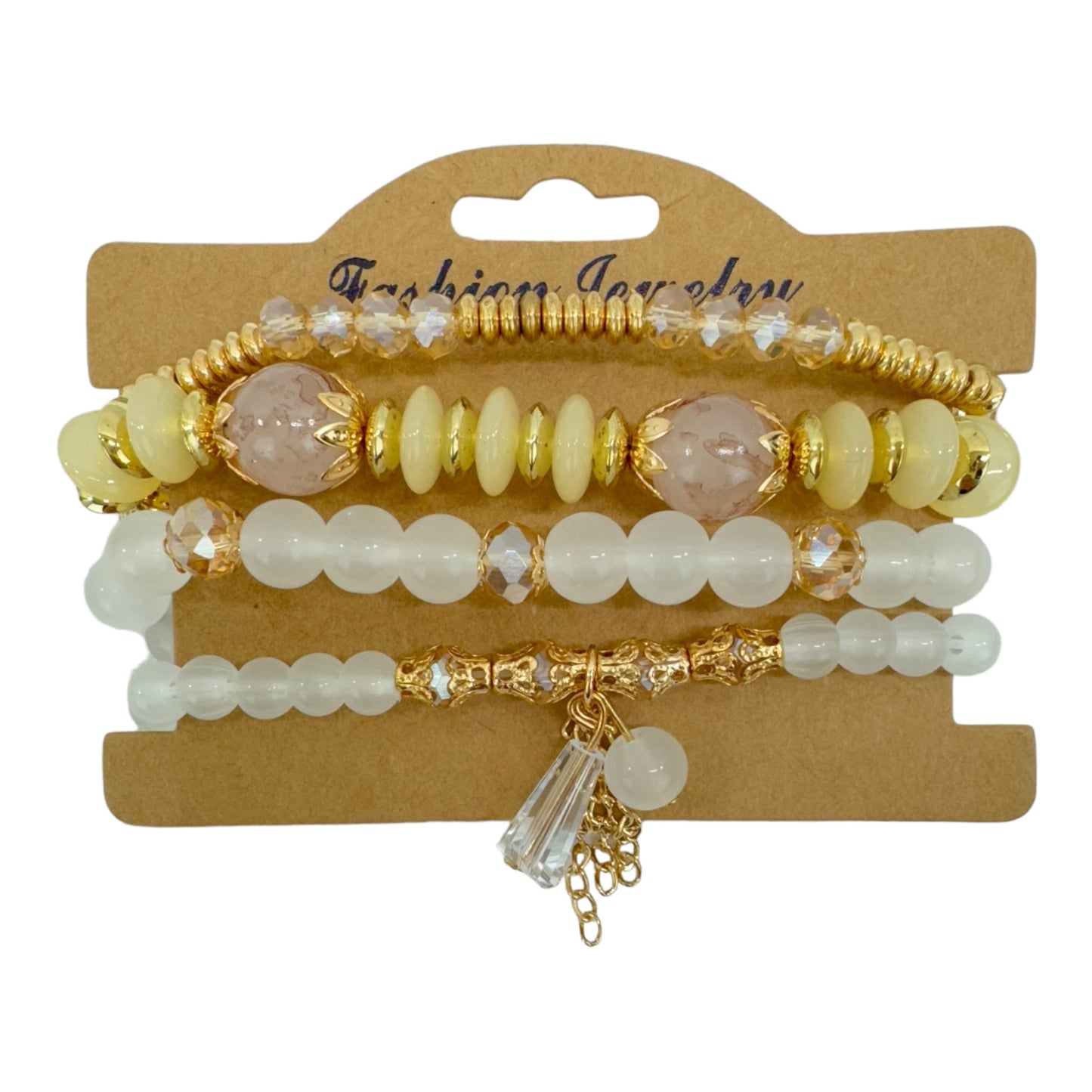 NATURAL STONE CRYSTAL CHARM BRACELET SET 4228-15 (12PC)