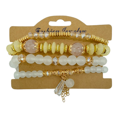 NATURAL STONE CRYSTAL CHARM BRACELET SET 4228-15 (12PC)